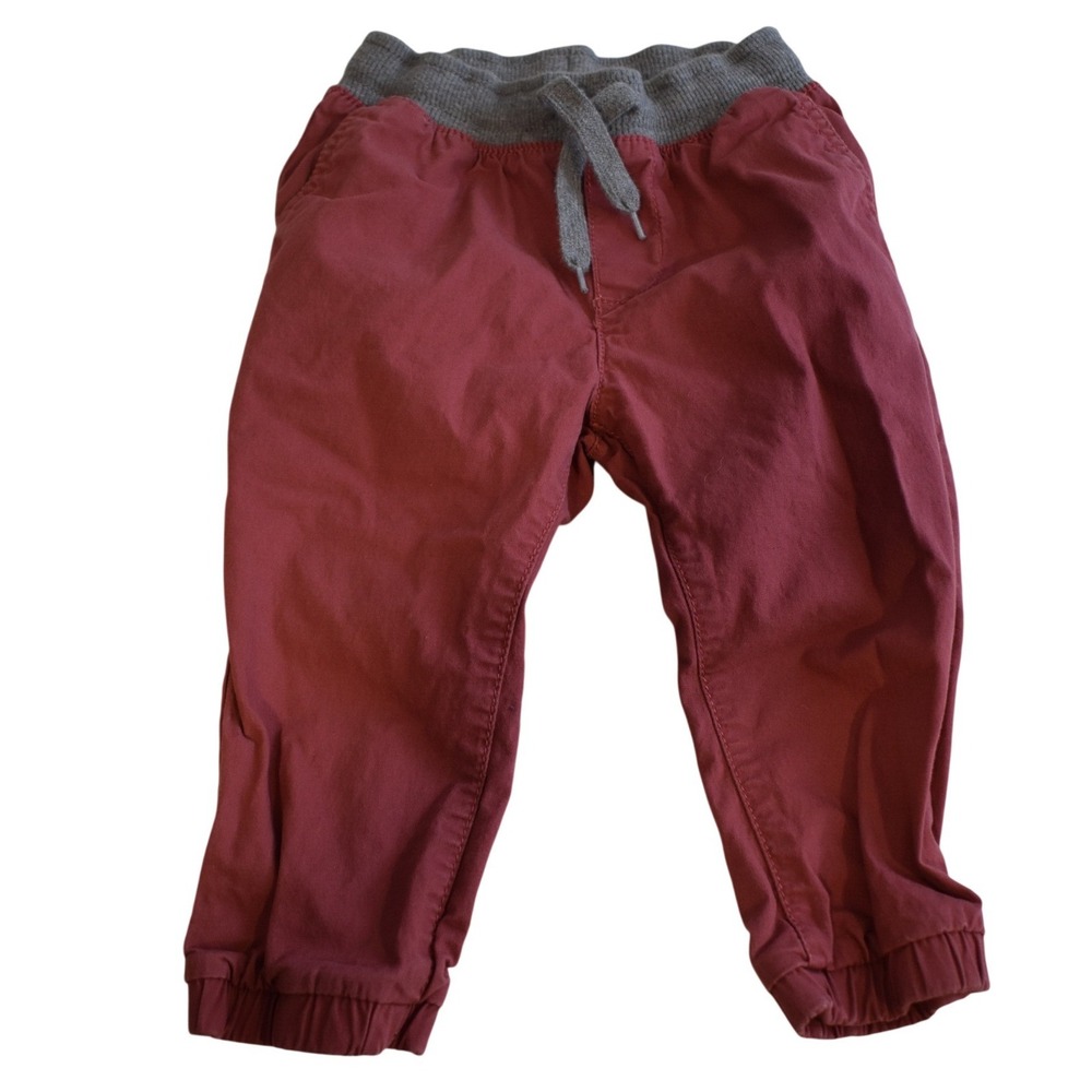 OshKosh B'gosh 18m Boys Burgundy Jogger Pants Adjustable Waist Drawstring